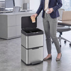 Lixeira Automática para Reciclagem com Sensor, 3 Compartimentos (2x12.5L+15L), em Aço Inox, Baldes Removíveis — foto 2
