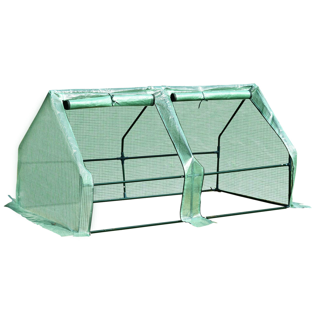 Estufa de Jardim Terraço 180x90x90 cm Tipo Casa Tubo de Aço com 2 Janelas Estufa Pequena para Cultivo de Plantas e Verduras Verde — foto 1