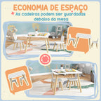 Conjunto de Mesa Infantil e 2 Cadeiras Mesa Infantil com Costas de Cadeiras com Orelhas de Coelho Mesa Infantil para Quarto de Bebé Sala de Jogos Branca — foto 6
