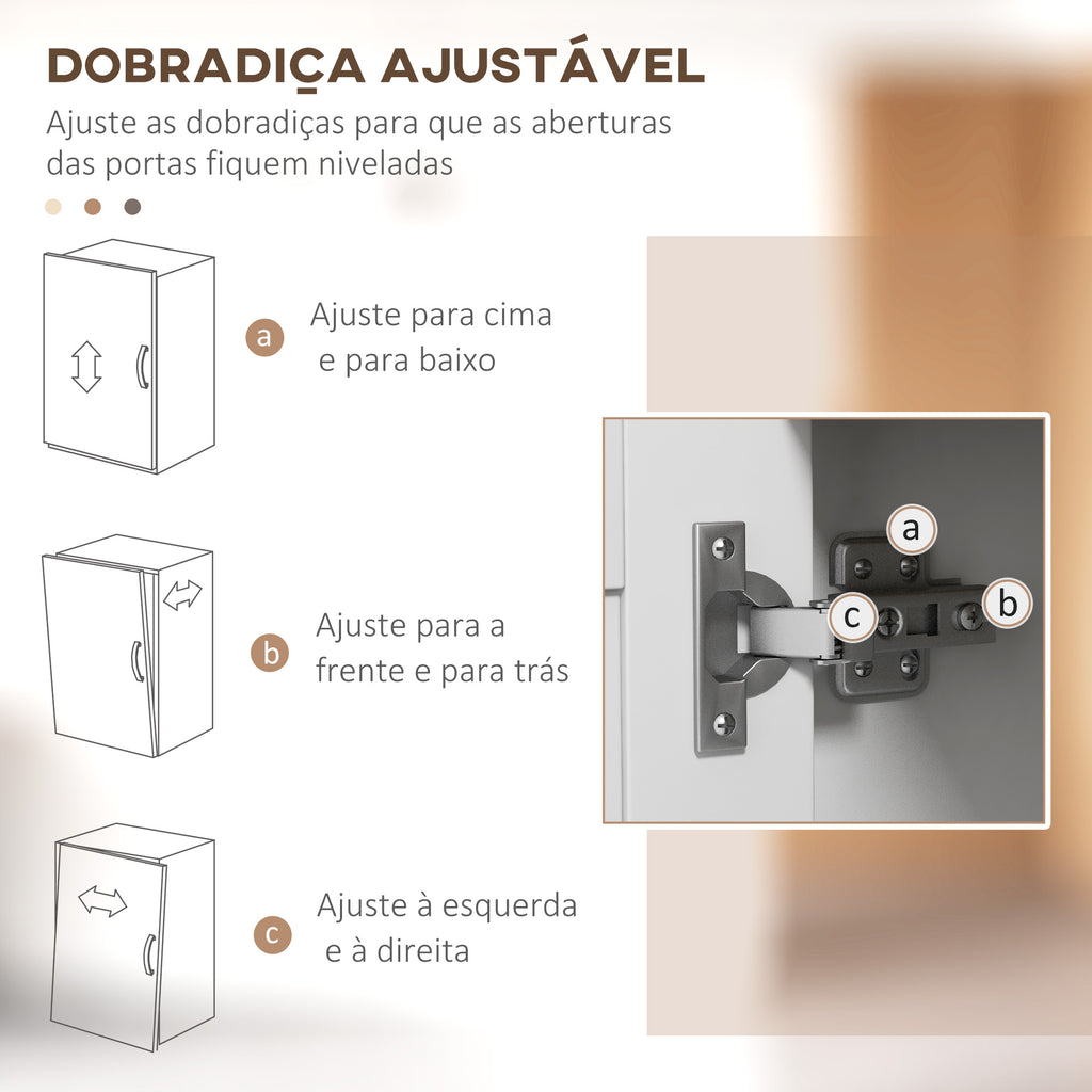 Móvel Auxiliar de Cozinha Moderno Móvel para Micro-Ondas Móvel de Cozinha com Prateleiras 3 Portas Compartimento Aberto Sistema Anti-Tombo para Sala de Jantar 80x35x97 cm Branco — foto 5