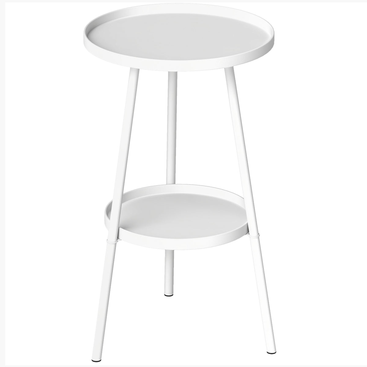 Mesa de Jardim Redonda de 2 Níveis Mesa de Exterior Ø32x51 cm com Bandeja Inferior e Estrutura de Metal Mesa para Exterior e Interior Branco — foto 1