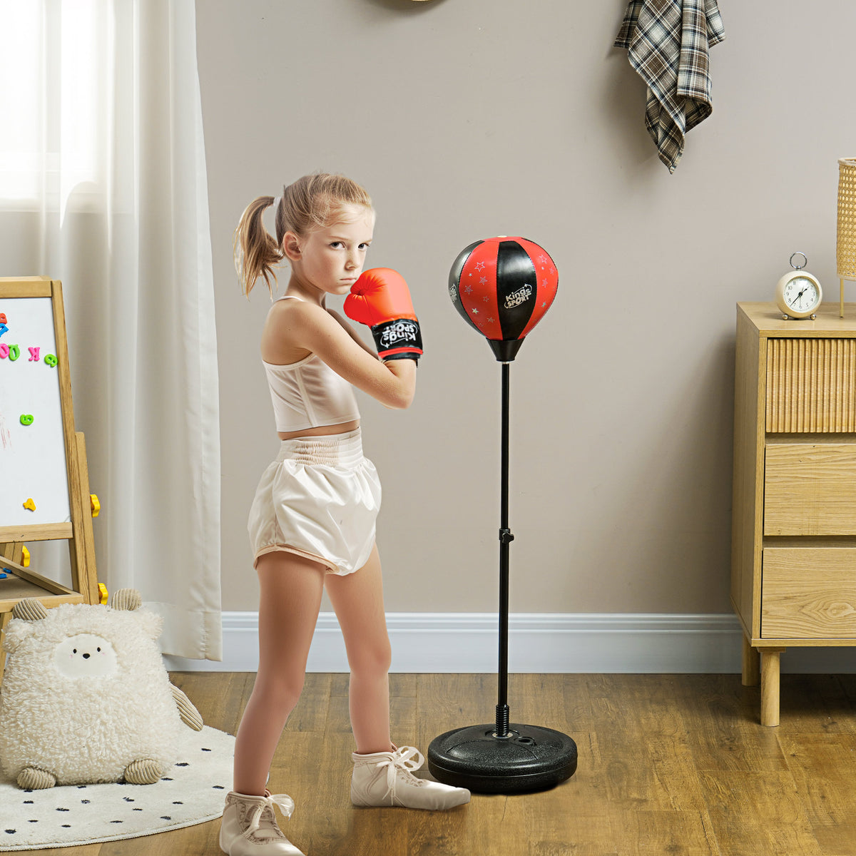 Punching Ball para Crianças acima de 5 anos Kit de Boxe para Crianças com Luvas de Boxe Altura Ajustável 68-102 cm e Base Preenchível Vermelho — foto 2