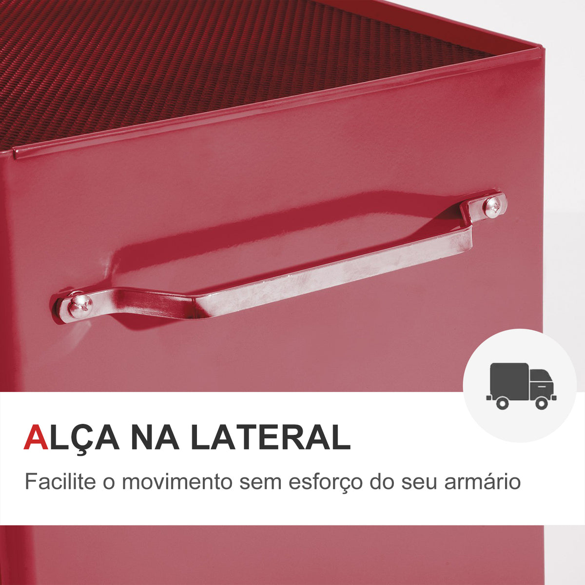 Carrinho de Ferramentas para Oficina com Rodas e 5 Gavetas Carrinho de Ferramentas com Fechadura e Alça Lateral 61,5x33x85 cm Vermelho — foto 4