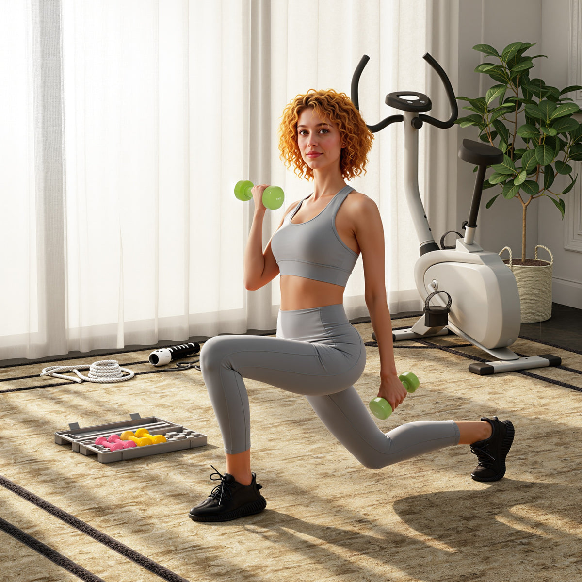 Conjunto de Halteres de 6 Peças Total de 6 kg, 2x1,5 kg, 2x1 kg e 2x0,5 kg, Halteres Hexagonais com Revestimento de PU com Mala para Exercícios em Casa, Ginásio, Multicolor — foto 2