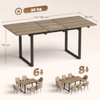 Mesa de Jantar Extensível 140-180 cm para 6-8 Pessoas Retangular com Design Industrial e Estrutura em Aço Castanho — foto 2