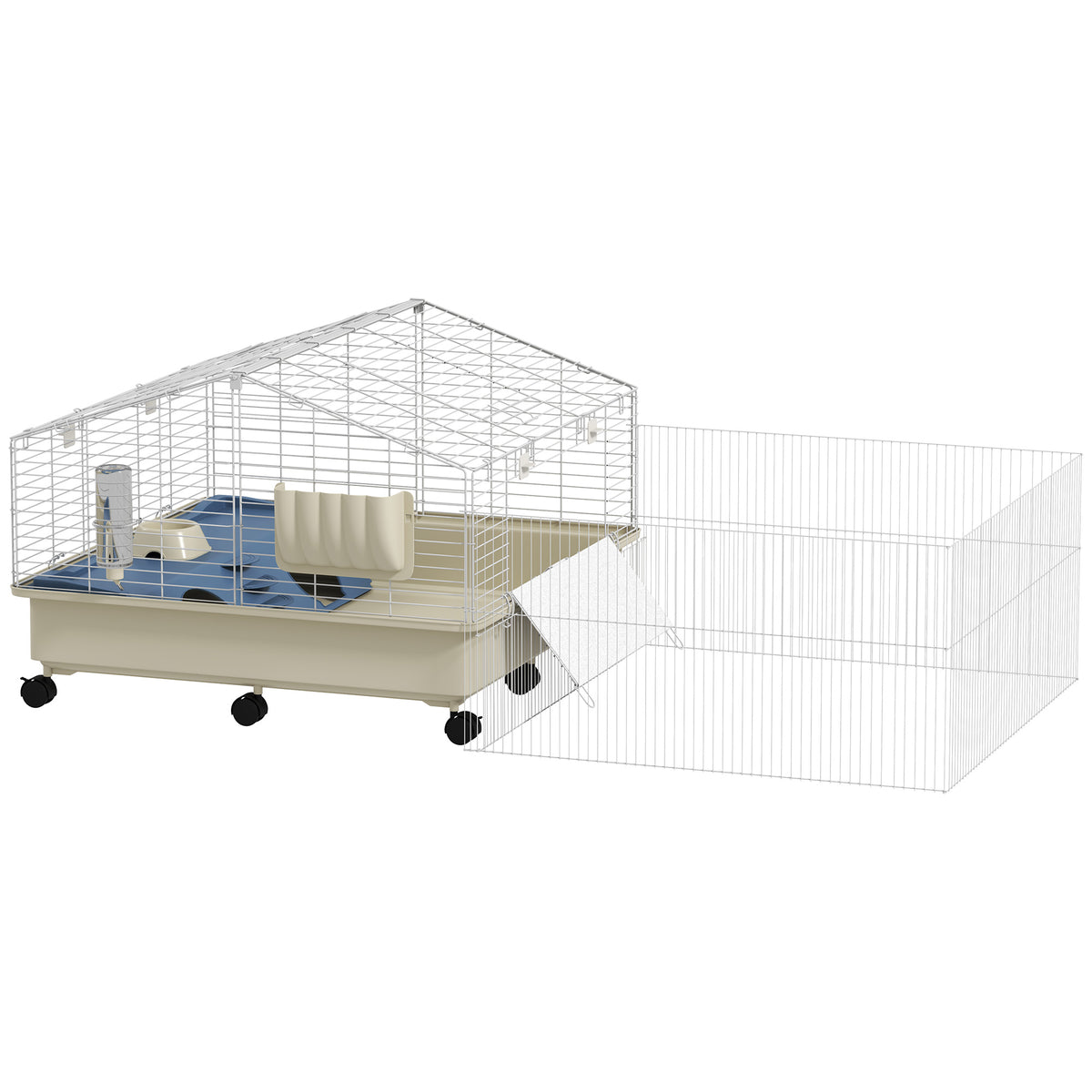 Gaiola para pequenos animais, varanda, rampa, comedouro, bebedouro, design de 2 níveis, Branco — foto 1
