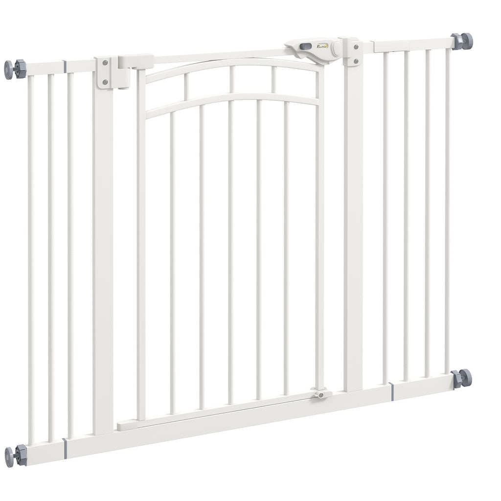 Grade para escadas Proteção para cães, fechamento automático, operação com uma mão, 100 cm x 4 cm x 76 cm, Branco — foto 1