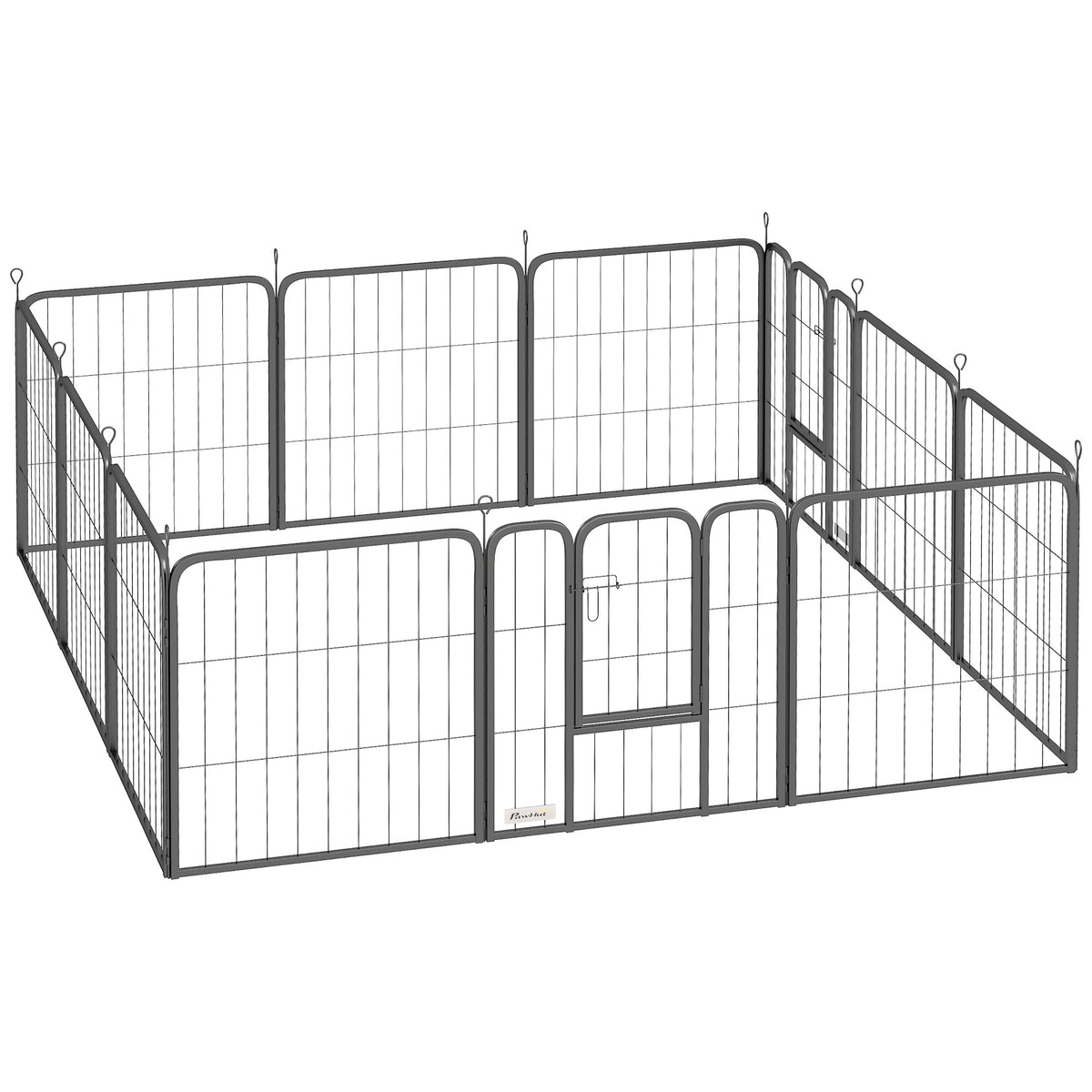 Parque para Animais de Estimação com 12 Painéis 56x60 cm Dobrável em Aço com 2 Portas Preto — foto 1