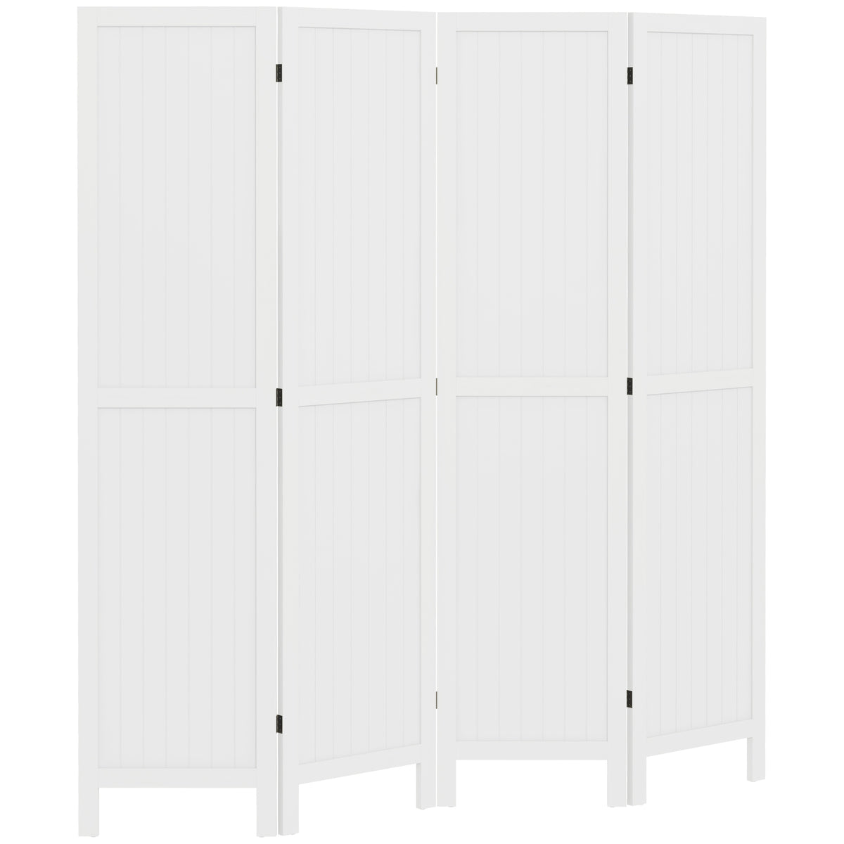 Biombo de Madeira 4 Painéis Dobrável 160x170 cm Branco — foto 1