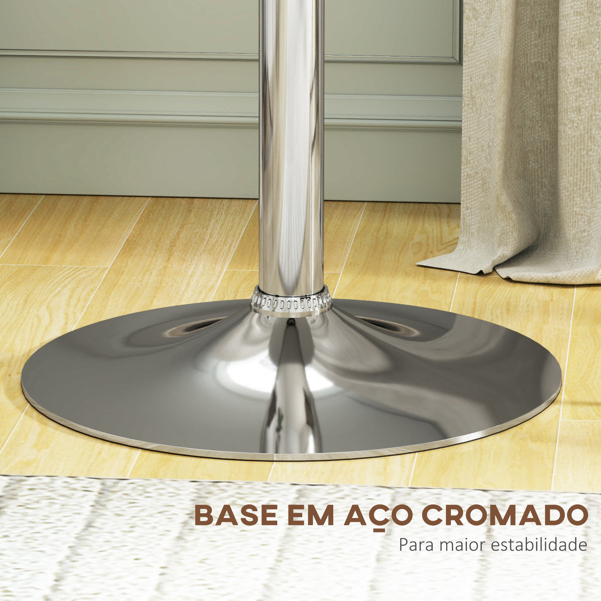 Mesa de Bar com Altura Ajustável Giratória 360° com Base Redonda Mesa Alta Moderna para Cozinha Sala de Jantar Ø63x67-93 cm Branco — foto 6