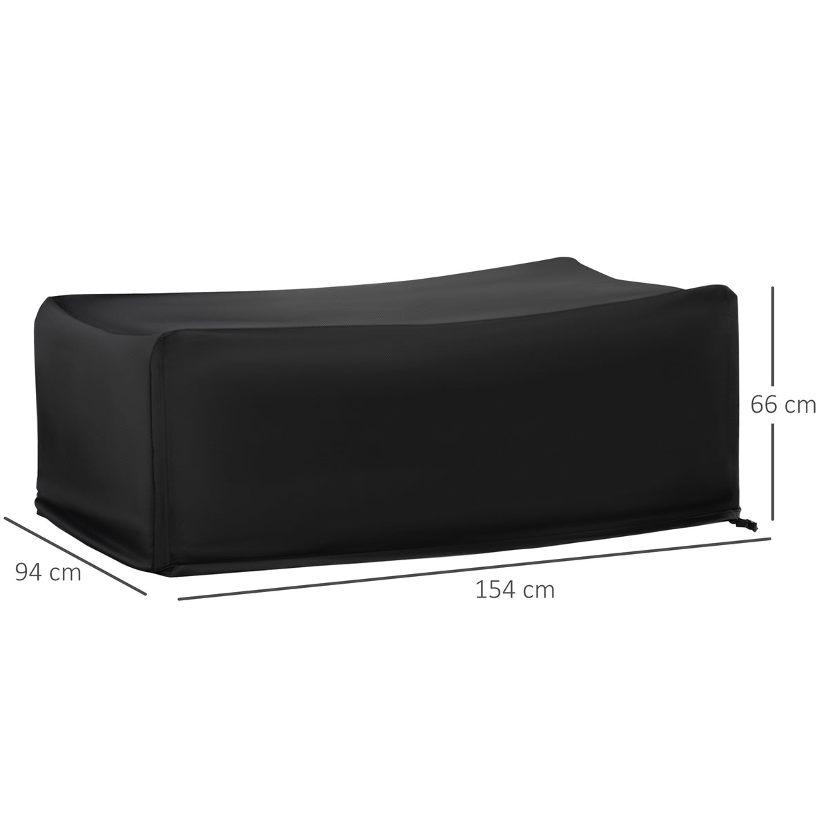 Capa Protetora para Móveis de Jardim 154x94x66cm Cobertura de Móveis Mesas Exterior Tecido Oxford 600D Impermeável com Fivela para Pátio Terraço Preto — foto 3