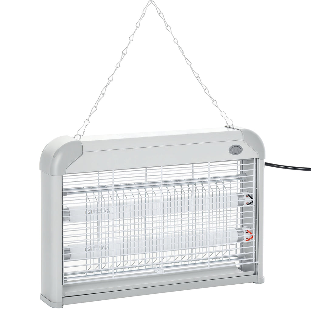 Lâmpada Anti-mosquito Elétrica com Luz Ultravioleta 20W com 2 Tubos LED Área de Ação 60m² 39x7.5x26.5 cm Branco — foto 1