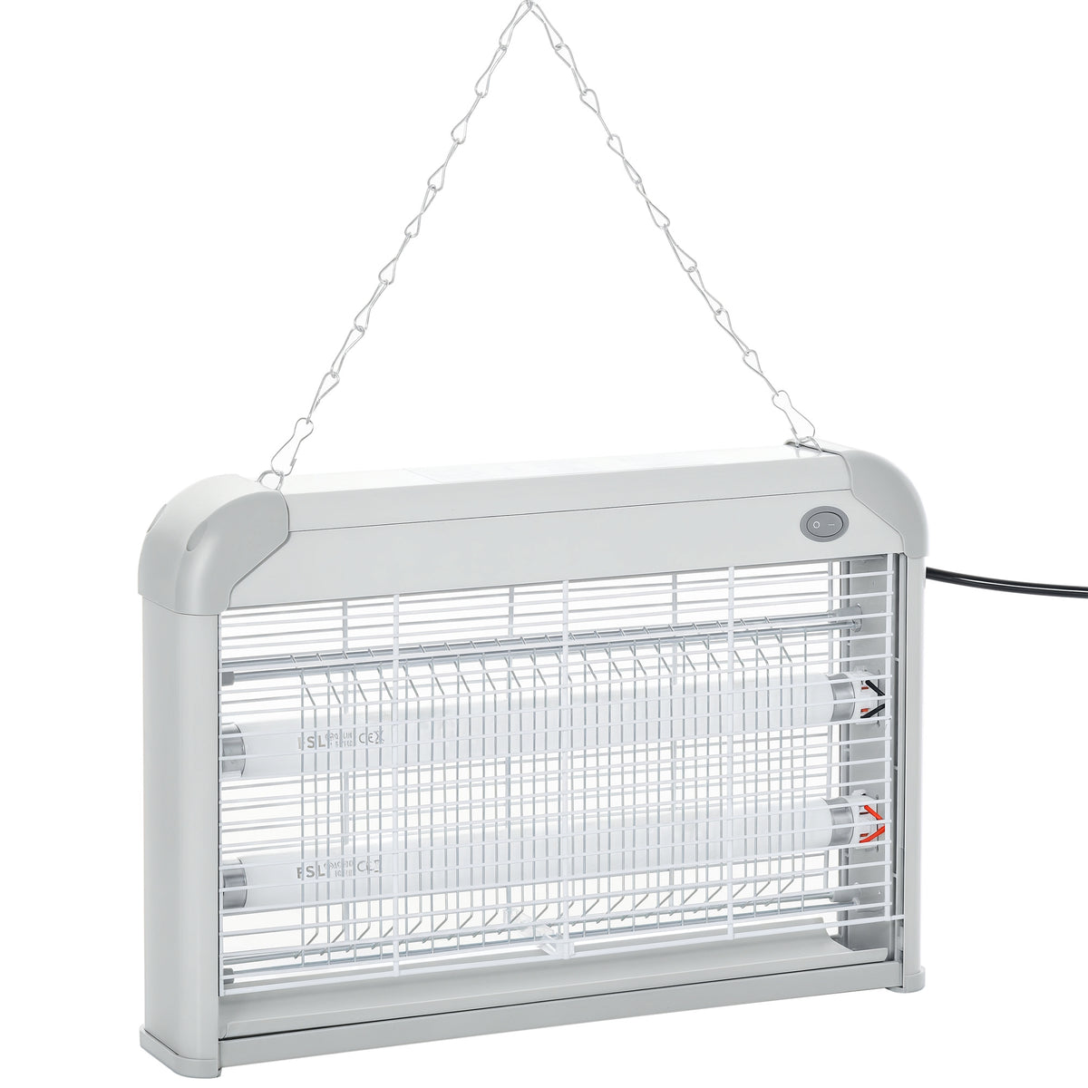 Lâmpada Anti-mosquito Elétrica com Luz Ultravioleta 20W com 2 Tubos LED Área de Ação 60m² 39x7.5x26.5 cm Branco — foto 1