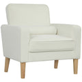 Poltrona Sala de Estar Poltrona Estofada em Veludo Poltrona de Leitura com Assento com Botões e Pés de Madeira para Quarto 76x79x82 cm Creme — foto 1