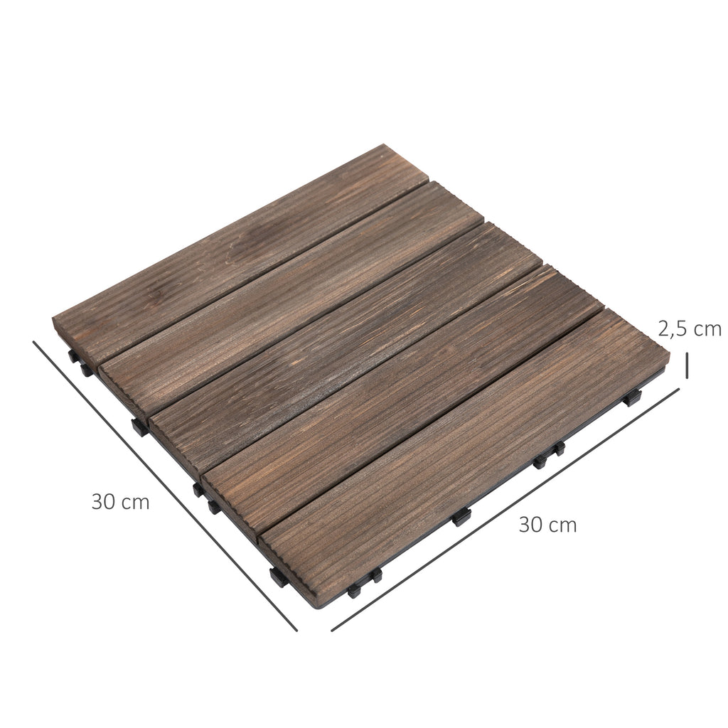 Módulo de 27 Deck de Madeira 30x30cm com Área de 2,43 m² Estrados com Sistema de Clic para Balcão Terraço Jardim Marrom Escuro — foto 3