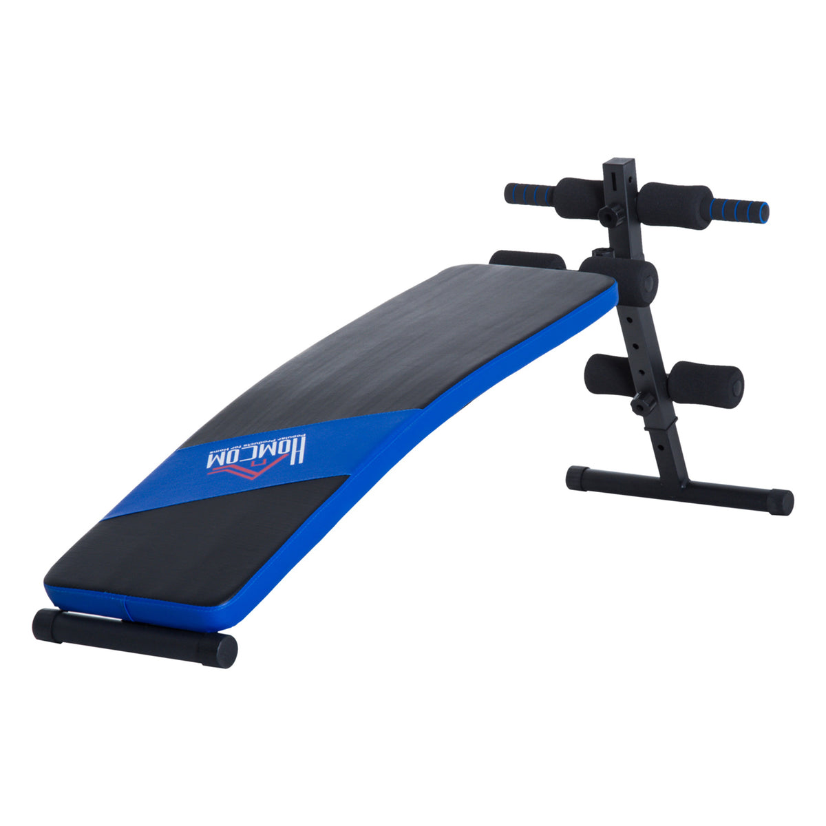 Banco de Abdominais Banco de Musculação Carga Máx 110kg com Altura Ajustável 144x47x51-63cm Preto e Azul — foto 1