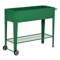 Horta Vertical Elevada de Metal Horta Vertical com Rodas Alça Lateral e Prateleira Inferior para Cultivo de Plantas Flores 104x39x80cm Verde — foto 1