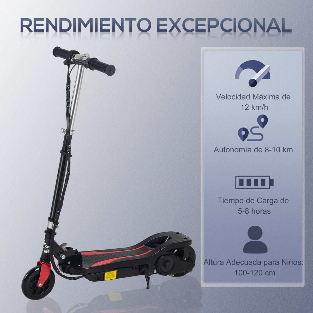 Trotinete Elétrico Dobrável Suporta até 50kg com Altura Ajustável Scooter Elétrica com Interruptor de Inicio e Freios 75x36x82-93cm Preto — foto 7