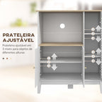 Móvel Auxiliar de Cozinha Moderno Móvel para Micro-Ondas Móvel de Cozinha com Prateleiras 3 Portas Compartimento Aberto Sistema Anti-Tombo para Sala de Jantar 80x35x97 cm Branco — foto 6