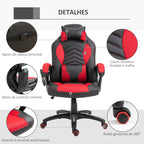 Cadeira de Escritório com 6 Pontos de Massagem e Aquecimento Cadeira Gaming Ergonómica com Altura Ajustável Apoio de Cabeça e Almofada Lombar 68x69x108-117 cm Preto e Vermelho — foto 7
