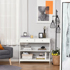 Mesa de console para Corredor com 2 gavetas e 2 prateleiras inferiores Móveis modernos Base elevada anti-inclinação 100x30.5x80 cm Branco — foto 6