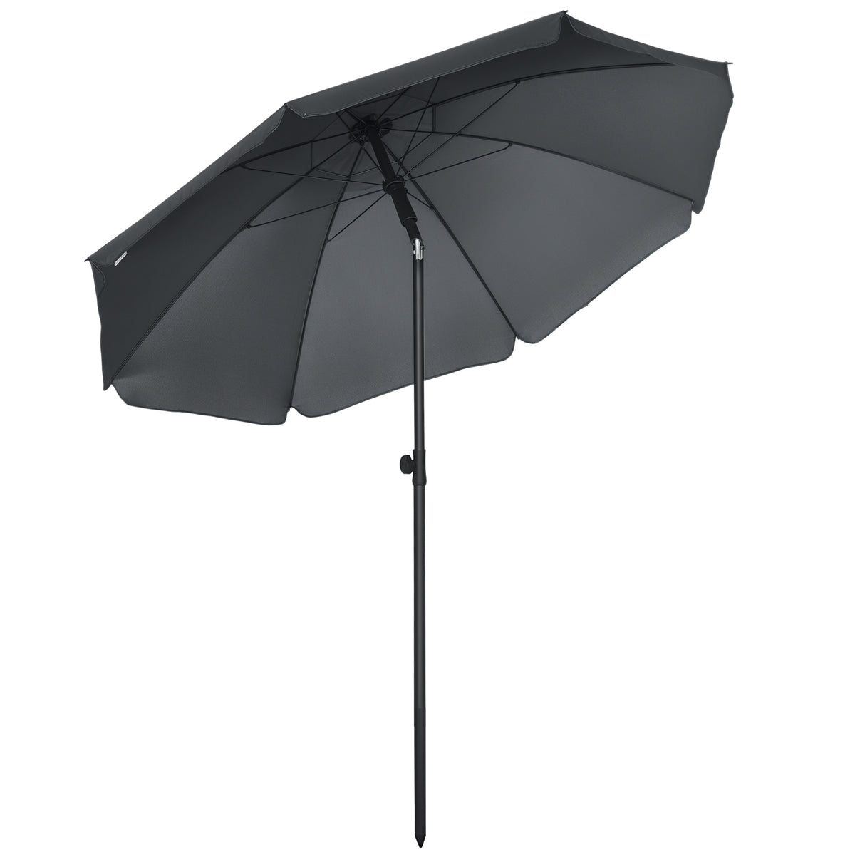 Chapéu de Sol de Praia Grande Ø180 cm Chapéu de Sol de Exterior com Ângulo Ajustável Proteção UV50+ Inpermeável Mastro de Ø32 mm Cinza — foto 1