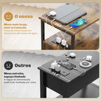 Mesa Auxiliar com Estação de Carga Entrada USB e Tomada Elétrica Mesa de Cabeceira com 2 Gavetas e Prateleira Aberta para Sala de Estar Dormitório 55x35x58,5 cm Marrom Rústico — foto 8