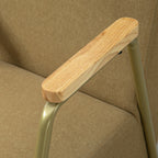 Poltrona de Sala Poltrona Individual com Apoios de Braços Estrutura em Aço Dourado Estilo Moderno para Sala de Estar Quarto 62x81x92 cm Castanho — foto 8