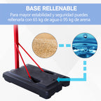 Cesta de basquete com altura ajustável de 210-260 cm com suporte de metal e base recarregável para crianças e adultos vermelho — foto 5