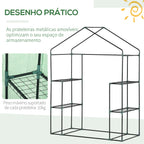 Estufa de Jardim 140x70x190cm Estufa com 4 Prateleiras Porta Enrolável Cobertura de PE 140g/m² e Estrutura de Aço para Cultivos de Plantas Flores Verde — foto 6