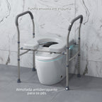 Cadeira Higiénica 4 em 1 Cadeira com Sanita de Alumínio Cadeira de Duche com Altura Ajustável e Almofadas Antiderrapantes Carga 136 kg para Pessoas com Deficiência Grávidas 64x53x70-82 cm Cinza — foto 6