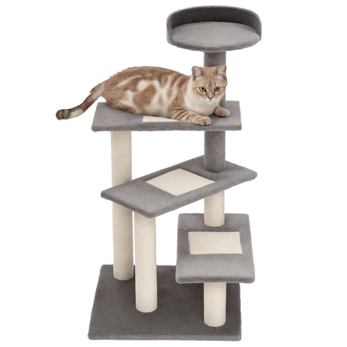 Arranhador para Gatos Centro de Atividades 3 Plataformas para Arranhar 48x48x99,5 cm de Madeira Revestido de Pelucia Sisal — foto 1