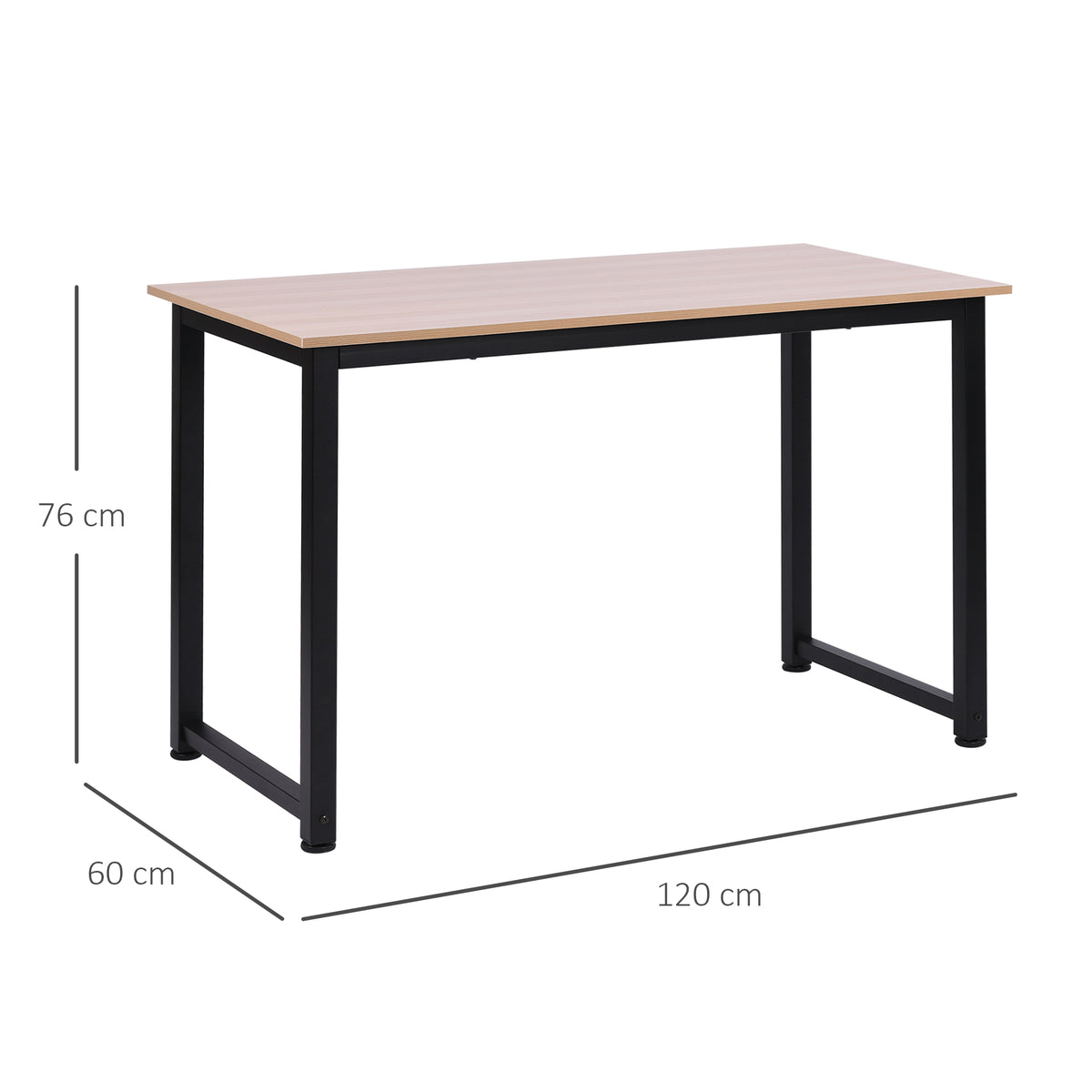 Secretária Moderna Mesa de Estudo com Estrutura de Aço e Pés Ajustáveis Mesa de Computador para Escritório Casa 120x60x76 cm Madeira e Preto — foto 3