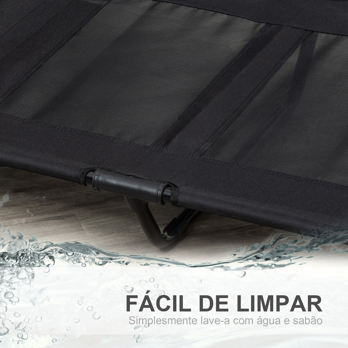 Cama Elevada para Cães Cama de Animais de Estimação com Malha Transpirável e Tecido Oxford para Exterior Interior Jardim Terraço 92x76x18 cm Preto — foto 5