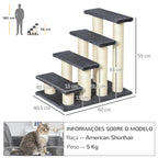 Escada para animais de estimação escada para gatos cães cobertura macia de pelucia Raspador de Sisal Estável 4 Passos 60x42x61 cm Cinzento — foto 3