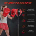 Punching Ball de Boxe com Altura Ajustável de 4 Níveis Base Recarregável com Água ou Areia e Luvas para Adolescentes Ø43x125-145 cm Vermelho e Preto — foto 4