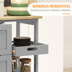 Carrinho de Cozinha com Rodas Carrinho de Serviço Multiuso com 3 Gavetas 2 Prateleiras Abertas e Bandeja para Sala de Jantar Sala de Estar 67x37x85,5 cm Cinzento — foto 5