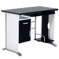 Mesa para Computador com Gaveta Armário e Suporte para CPU Secretária para Escritório Estúdio Dormitório 100x52x75cm Preto e Branco — foto 1