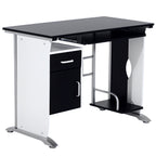 Mesa para Computador com Gaveta Armário e Suporte para CPU Secretária para Escritório Estúdio Dormitório 100x52x75cm Preto e Branco — foto 1