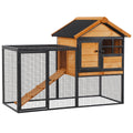 Coelheira Gaiola externa para pequenos animais de estimação 2 níveis com bandeja removível de madeira e rampa de metal 122x63x92 cm para coelhos cobaios de madeira e cinza — foto 1