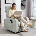 Poltrona de Massagem Poltrona Relax Elétrica com 4 Modos de Vibração Reclinação 145° Estofada em Microfibra Controlo Remoto Mesa 2 Bolsos Laterais e Suporte para Copos 77x93x105 cm Cinza — foto 2
