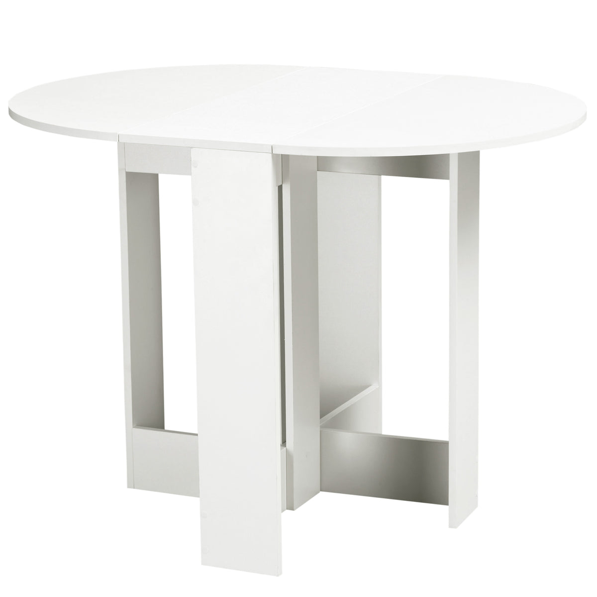 Mesa de Sala de Jantar Dobrável com 2 Laterais Mesa Auxiliar de Madeira para Cozinha Sala de Estar 104x76x73,7 cm Branco — foto 1