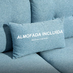 Sofá de 2 Lugares para Sala com Apoio de Braços Almofadas e Assento Acolchoado Capa de Almofada Lavável 140x78x83 cm Azul Claro — foto 7
