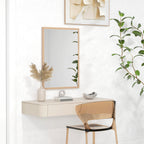 Espelho de Parede Decorativo 50x70 cm Espelho Retangular Espelho de Banheiro com 4 Ganchos Metálicos Estilo Moderno para Sala Quarto Entrada Madeira — foto 2