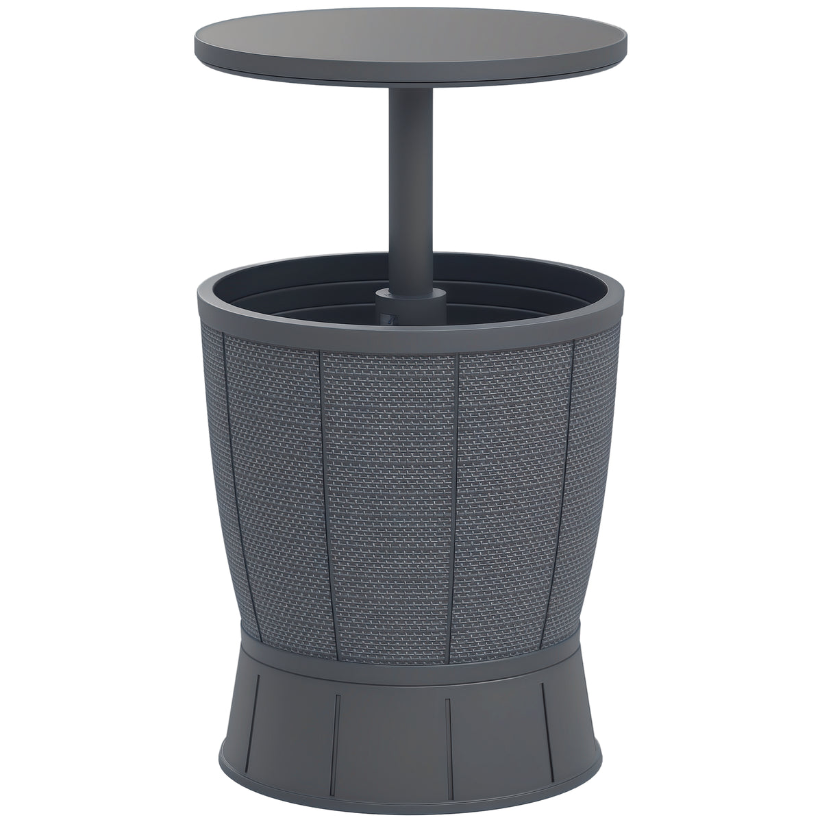Mesa Geladeira para Exterior 41 L 3 em 1 Mesa Refrigeradora Mesa Auxiliar com Altura Ajustável 58-84 cm para Cubos de Gelo Tampa Superior Elevável para Festa Piscina Jardim Pátio Cinza — foto 1