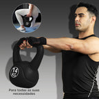 Peso Russo de 14 kg Kettlebell Fitness Preenchido de Areia com Punho Largo Antiderrapante para Exercícios e Treinos em Casa Ginásio 26x18x32 cm Preto — foto 7
