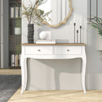 Mesa Consola Consola de Entrada com 2 Gavetas Estilo Francês para Corredor Dormitório Sala de Estar 100x35x76,5 cm Branco e Marrom Escuro — foto 8