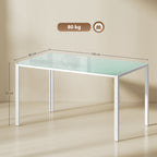 Mesa de Refeição de Vidro Mesa Retangular para 6 Pessoas com Pés de Metal Multifuncional para Cozinha ou Sala 140x80x75 cm Branco — foto 3