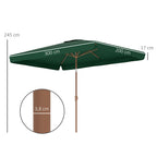 Chapéu de Sol de Jardim 300x200 cm Chapéu de Sol de Exterior com Ângulo Ajustável Mastro de Alumínio Manivela e Proteção UV 50+ Chapéu de Sol para Jardim Pátio Verde — foto 3