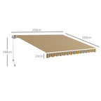 Toldo Manual Retrátil 350x250 cm Toldo para Varanda com Manivela de Metal Impermeável e Anti-UV Toldo Enrolável de Exterior para Jardim Terraço Janelas Cinza e Amarelo — foto 3